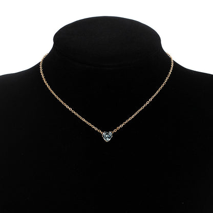 New Products Simple Alloy Chain Crystal Necklace Color Fashion Heart-shaped Zircon Clavicle Chain Wholesale Gooddiy