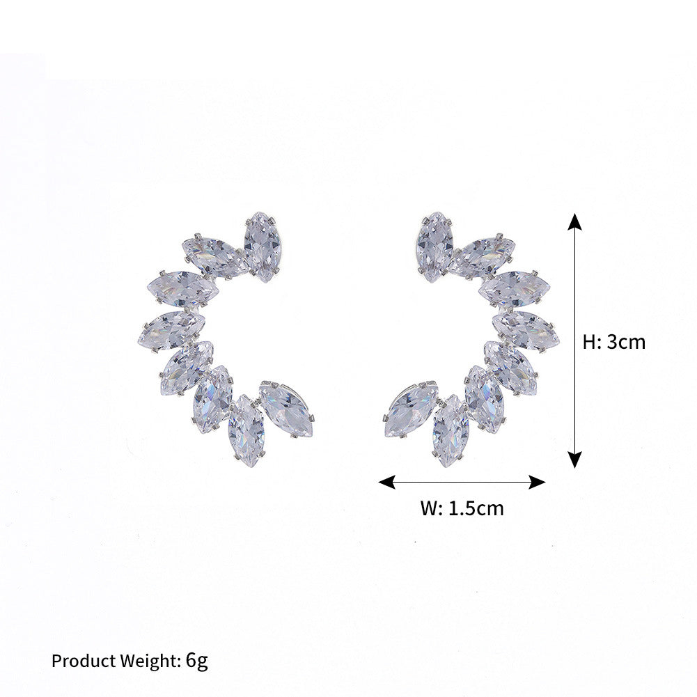 All-matching Jewelry Semicircular Zircon Earrings Daily C-shaped Earrings Wholesale Gooddiy