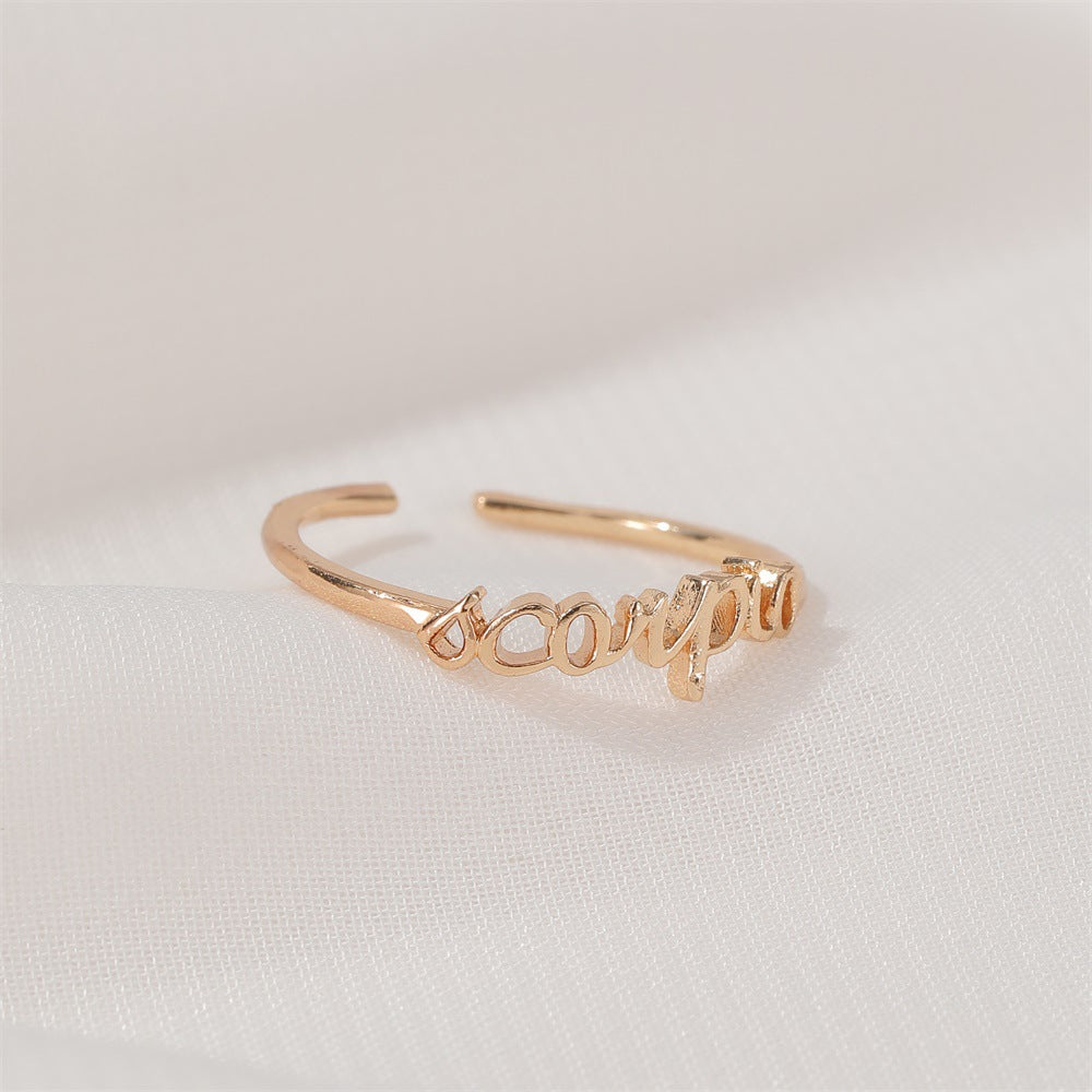 New  Fashion  Letter   Open Index Finger Single Ring  Personality Simple Twelve Constellation Ring