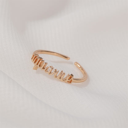 New  Fashion  Letter   Open Index Finger Single Ring  Personality Simple Twelve Constellation Ring