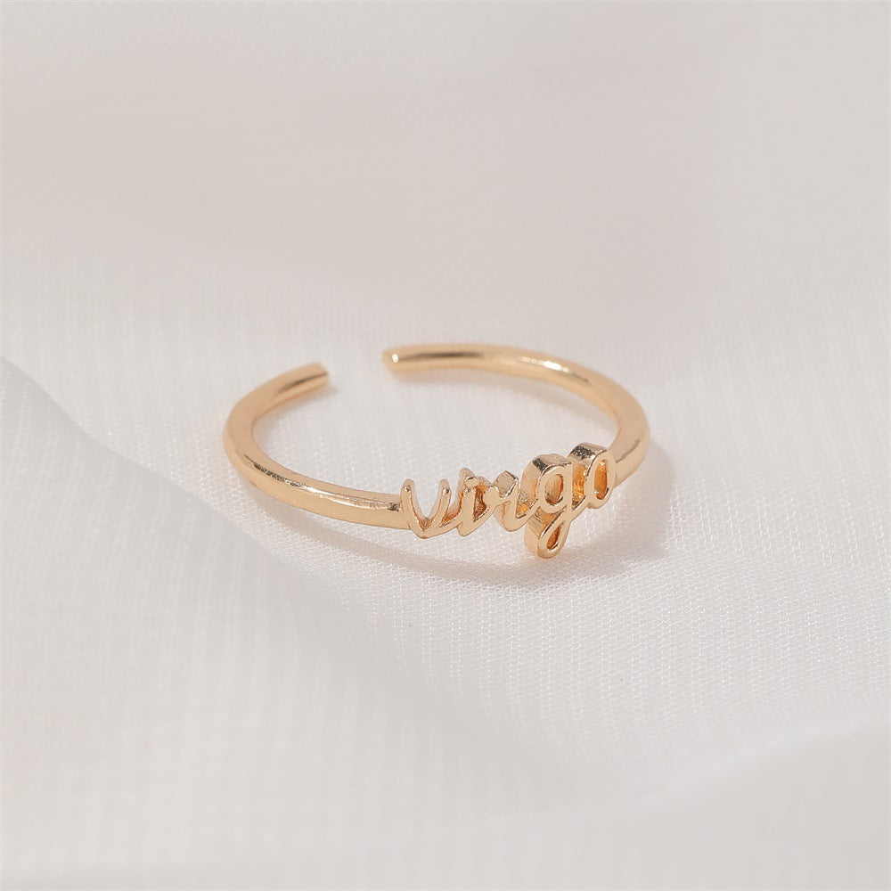 New  Fashion  Letter   Open Index Finger Single Ring  Personality Simple Twelve Constellation Ring