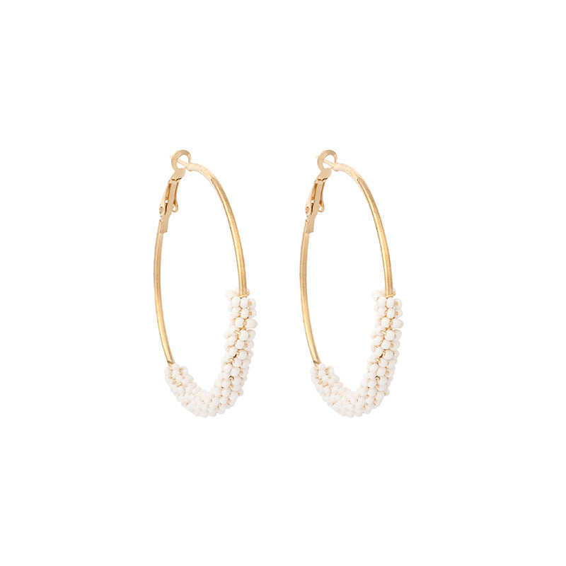 Ig Style Alloy Knitting Miyuki Beads Women's Hoop Earrings