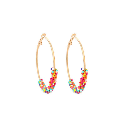 Ig Style Alloy Knitting Miyuki Beads Women's Hoop Earrings