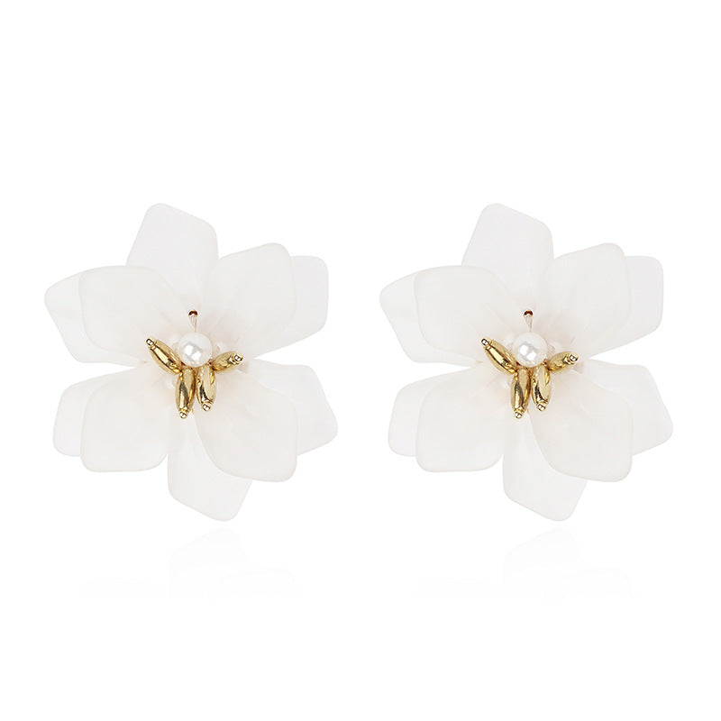 Korea White Frosted Resin Flower Bohemian Style Earrings Wholesale Gooddiy