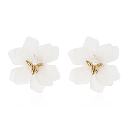 Korea White Frosted Resin Flower Bohemian Style Earrings Wholesale Gooddiy