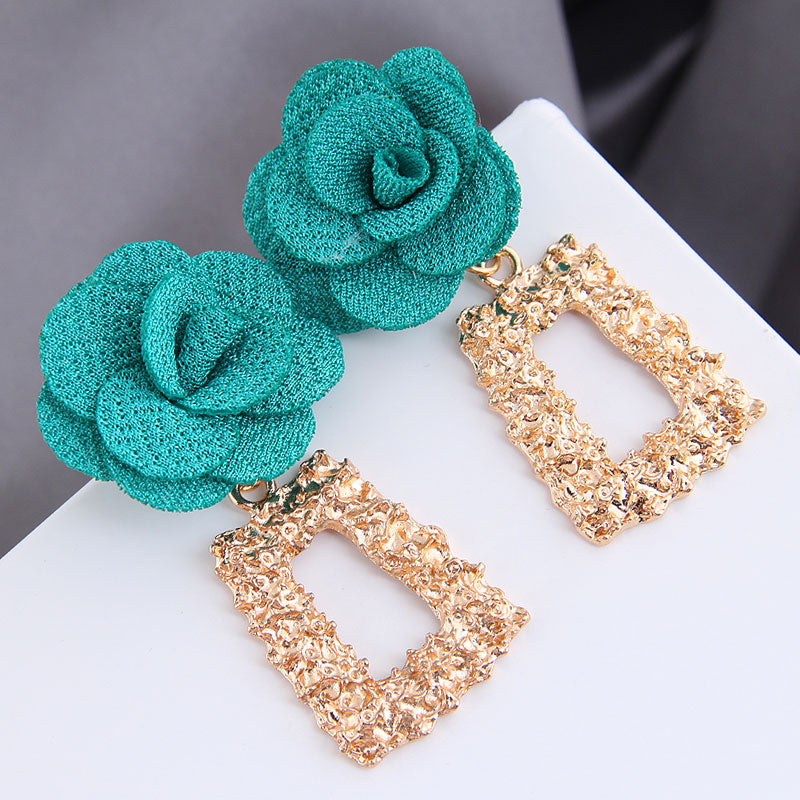 Fashion Metal Geometric Shape Flower Exaggerated Earrings Wholesale Nihaojewelry