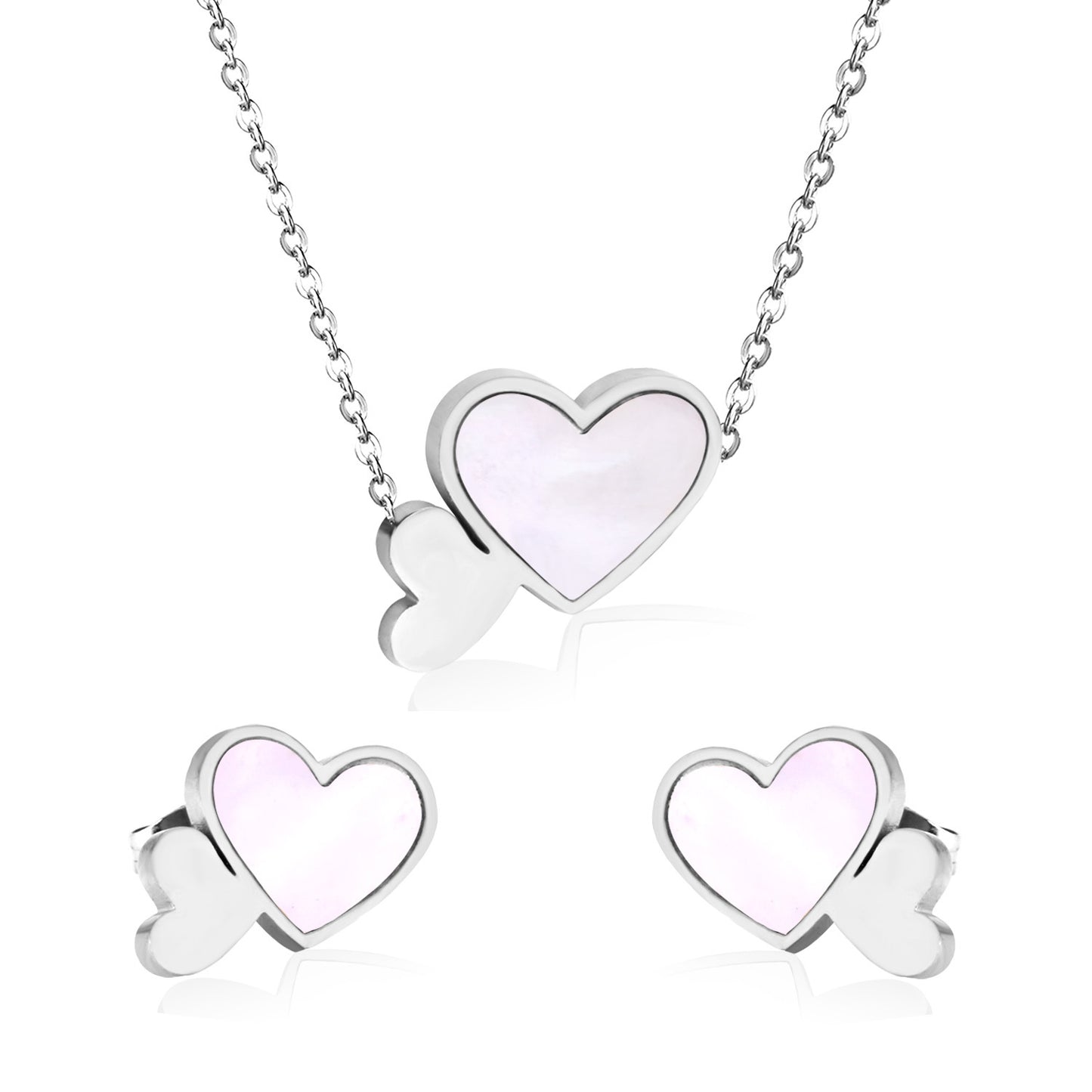 2 Pieces Fashion Heart Shape Stainless Steel Shell Plating Women's Jewelry Set