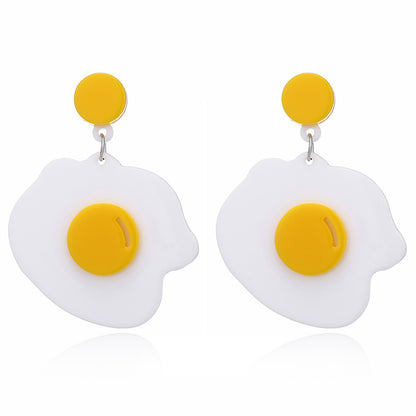 Korean Fried Eggs Sweet And Cute Girl Line Hot-saling Acrylic Alloy Earrings