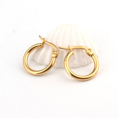 12/14mm Stainless Steel Titanium Steel Earrings Fashion Simple Gold Earrings Wholesale Gooddiy