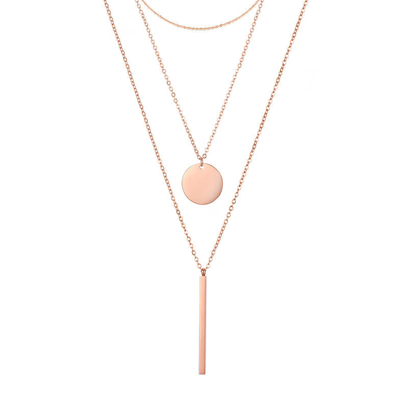 Simple Style Geometric Stainless Steel Plating Layered Necklaces