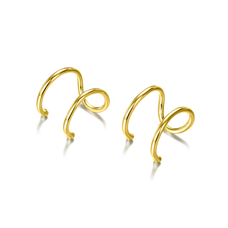 Stainless Steel Double-layer Unisex Simple Fashion Gold-plated Non-pierced Earrings