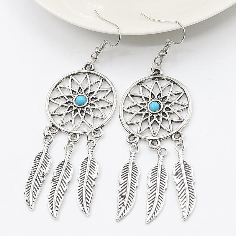 Ethnic Style Geometric Plating Alloy Gem Earrings