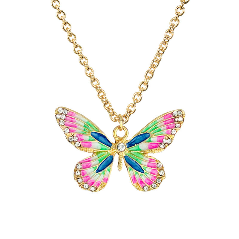 New Simple Animal Pendant Diamond Alloy Butterfly Bee Necklace