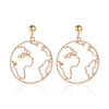 New Exaggerated Map Creative Design World Map Simple Round Hollow Earrings Wholesale