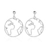 New Exaggerated Map Creative Design World Map Simple Round Hollow Earrings Wholesale