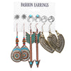 Sun Leaf Moon 6 Pairs Of Earrings Creative Retro Hollow Carved Earrings Wholesale