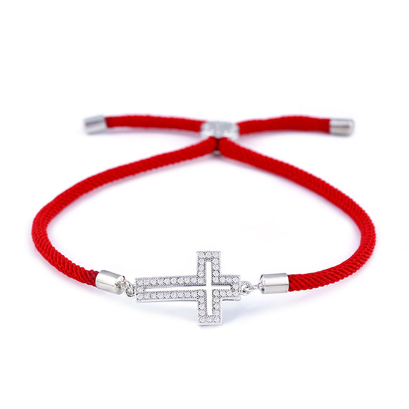 Copper Korea Cross Bracelet  (red Rope Cross)  Fine Jewelry Nhas0428-red-rope-cross