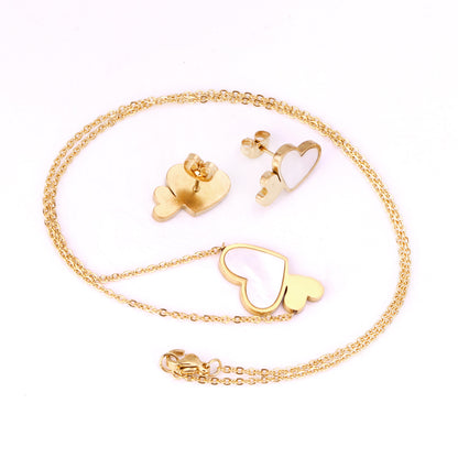 2 Pieces Fashion Heart Shape Stainless Steel Shell Plating Women's Jewelry Set