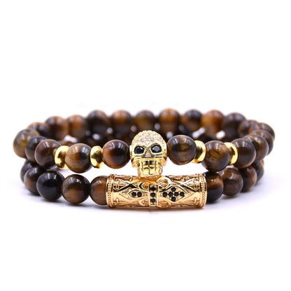 Natural Stone Fashion Skeleton Skull Bracelet  (green Pine Suit) Nhyl0384-green-pine-suit