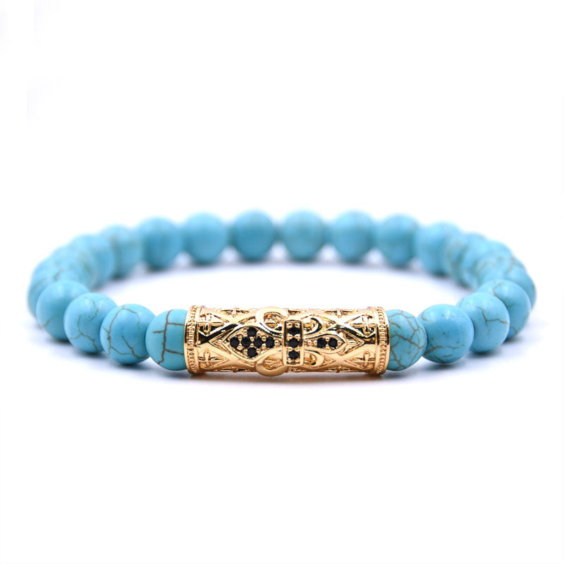 Natural Stone Fashion Skeleton Skull Bracelet  (green Pine Suit) Nhyl0384-green-pine-suit