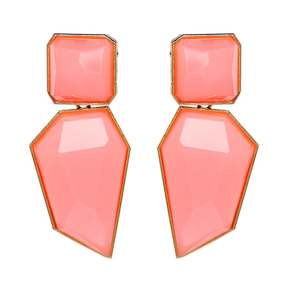 Plastic Simple Geometric Earring  (red) Nhjj4884-red