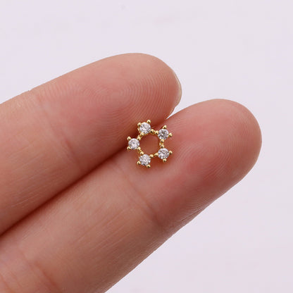 Snowflake Inlaid Shell Metal Earrings Ear Studs