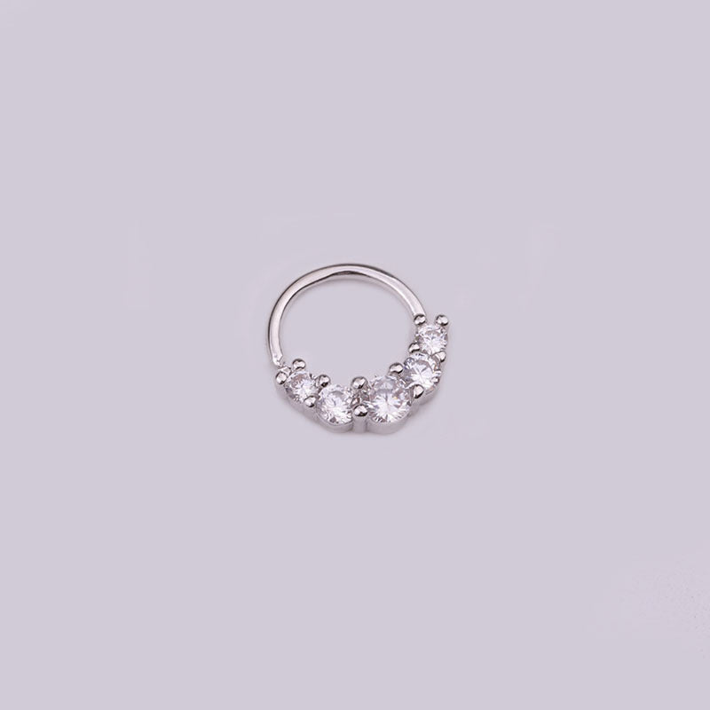 Hot Sale Zircon Nose Ring Micro-inlaid Round Nasal Septum Ear Bone  Wholesale