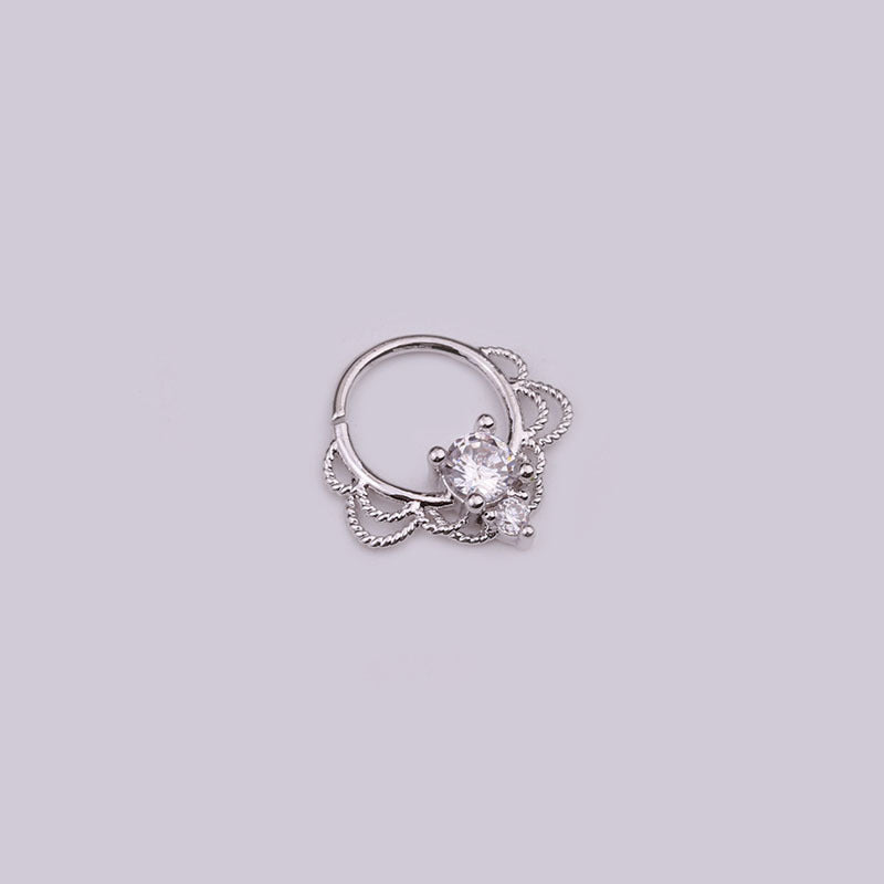 Hot Sale Zircon Nose Ring Micro-inlaid Round Nasal Septum Ear Bone  Wholesale