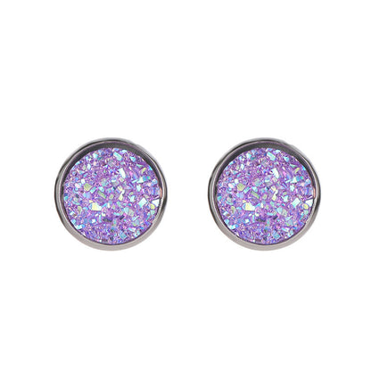 Simple Style Round Stainless Steel Gem Earrings Ear Studs