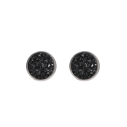 Simple Style Round Stainless Steel Gem Earrings Ear Studs