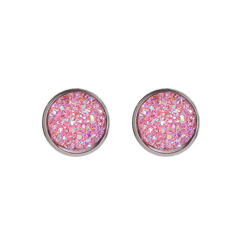 Simple Style Round Stainless Steel Gem Earrings Ear Studs