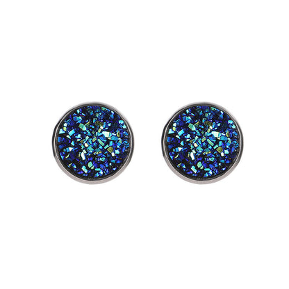 Simple Style Round Stainless Steel Gem Earrings Ear Studs