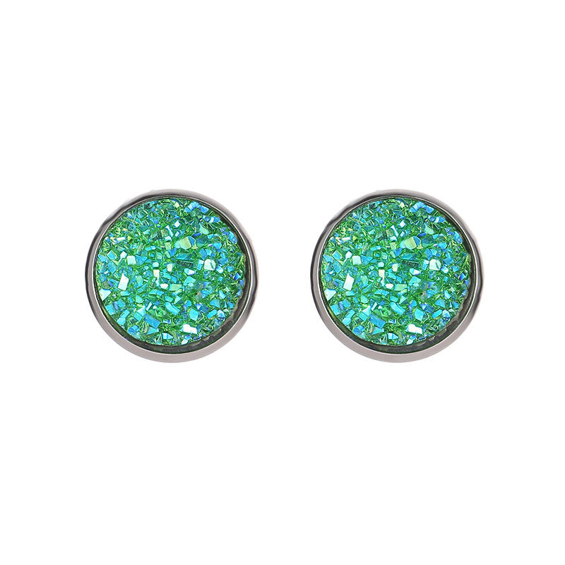 Simple Style Round Stainless Steel Gem Earrings Ear Studs