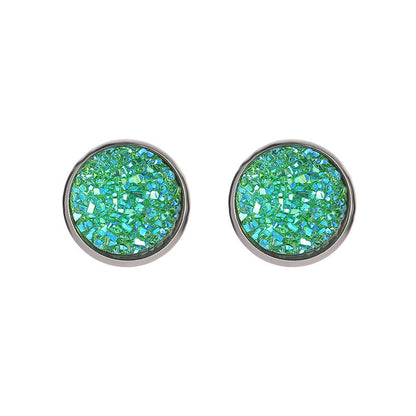 Simple Style Round Stainless Steel Gem Earrings Ear Studs