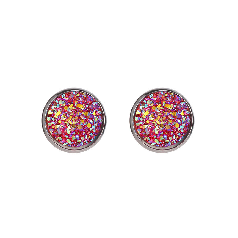 Simple Style Round Stainless Steel Gem Earrings Ear Studs