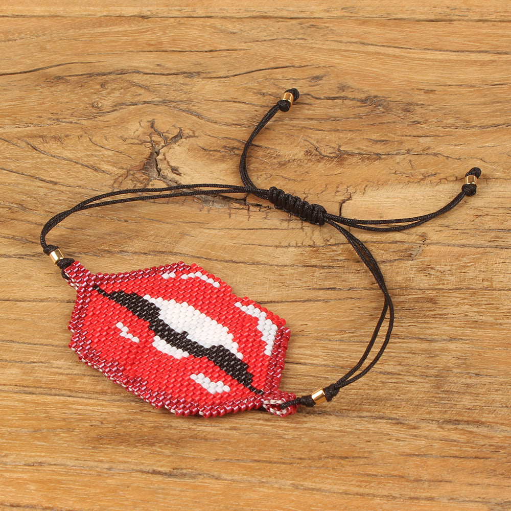 European And American Lips Tassel Bracelet Miyuki Beads Hand-woven Mouth Bracelet