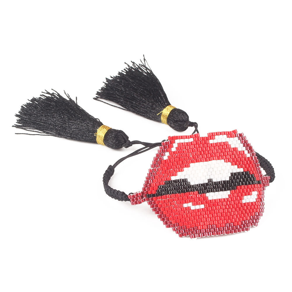 European And American Lips Tassel Bracelet Miyuki Beads Hand-woven Mouth Bracelet