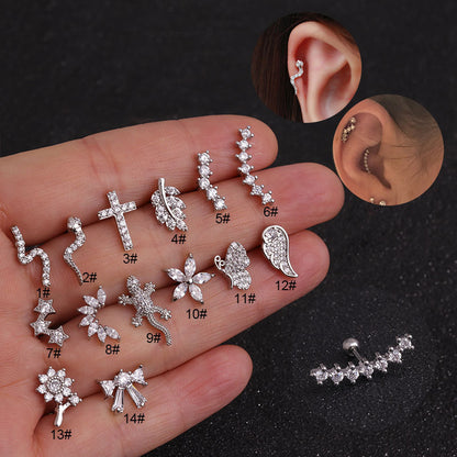 Hot Sale  Zircon Screw Ear Stainless Steel Earrings