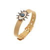 New Eye Color Zirconium Copper Micro-inlaid Zircon Stainless Steel Mesh Strap Bracelet