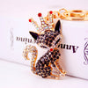 Korean Creative Cute Cartoon Crystal Crown Little Fox Keychain