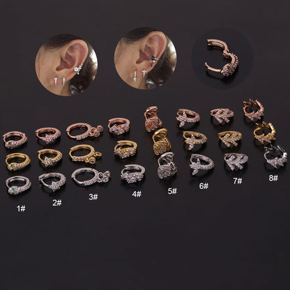 New  Creative Snake-shaped Round Ear Bone Buckle Micro-inlaid Zircon Earrings