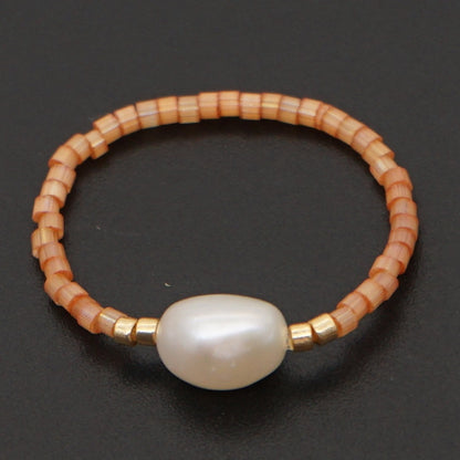 Niche  Freshwater Rice Beads Handmade Pearl Ring