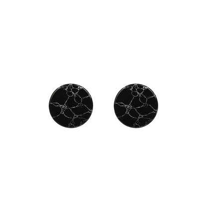 New Korean Simple Marble Black  White Turquoise Wild Round Triangle Earrings For Women