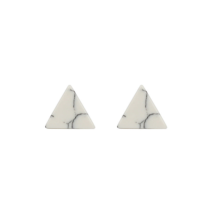 New Korean Simple Marble Black  White Turquoise Wild Round Triangle Earrings For Women