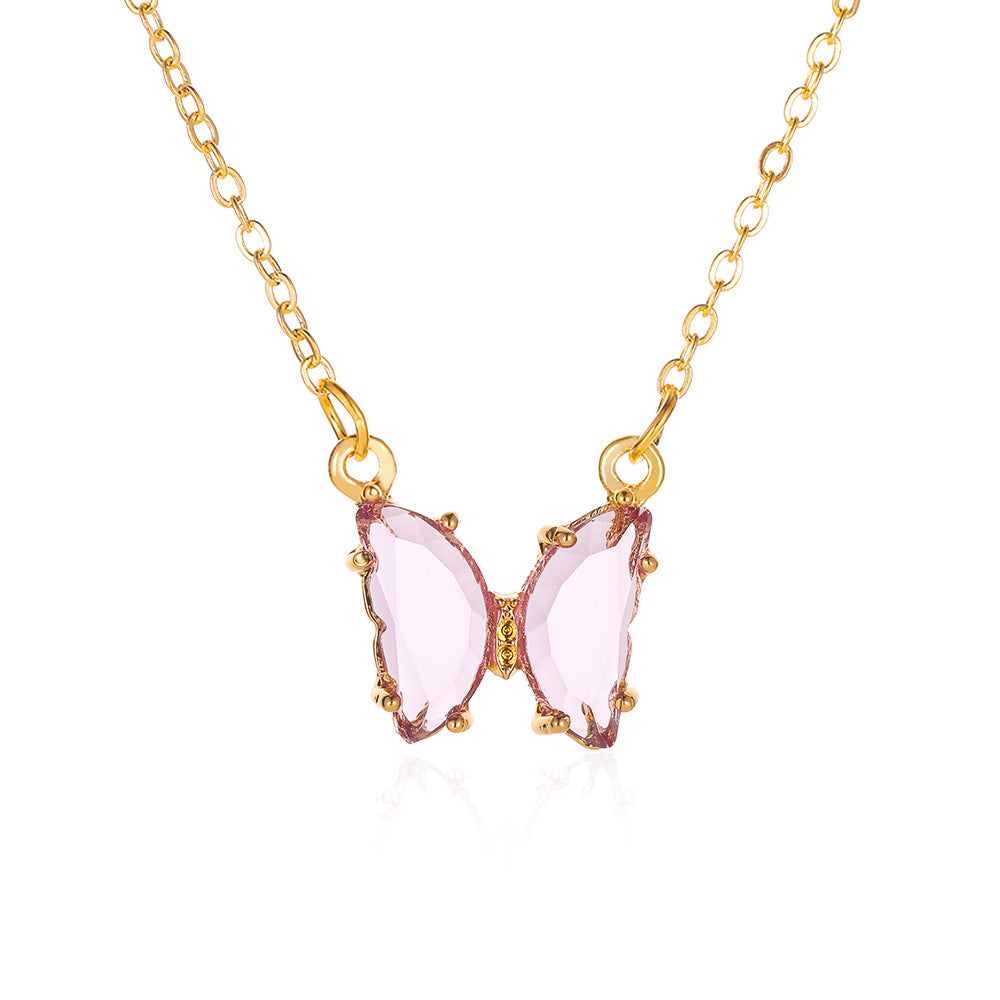 Simple Style Butterfly Artificial Crystal Alloy Plating Women's Necklace