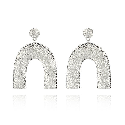 Korean Fashion New Geometric U-shaped Big Long Earrings