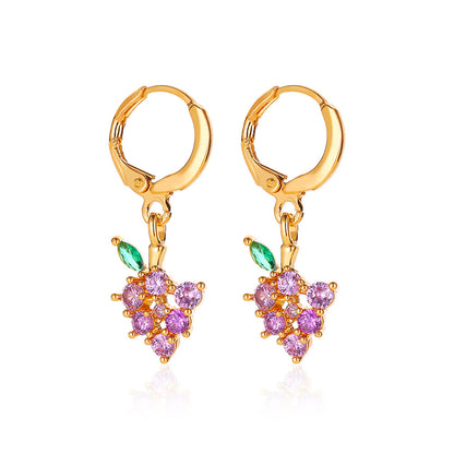 Fruit Plating Copper Artificial Gemstones Earrings