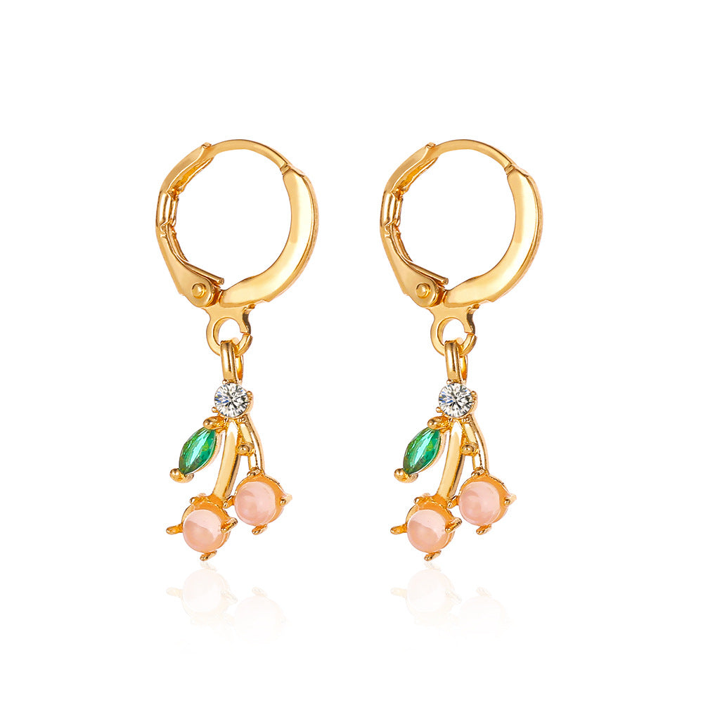 Fruit Plating Copper Artificial Gemstones Earrings