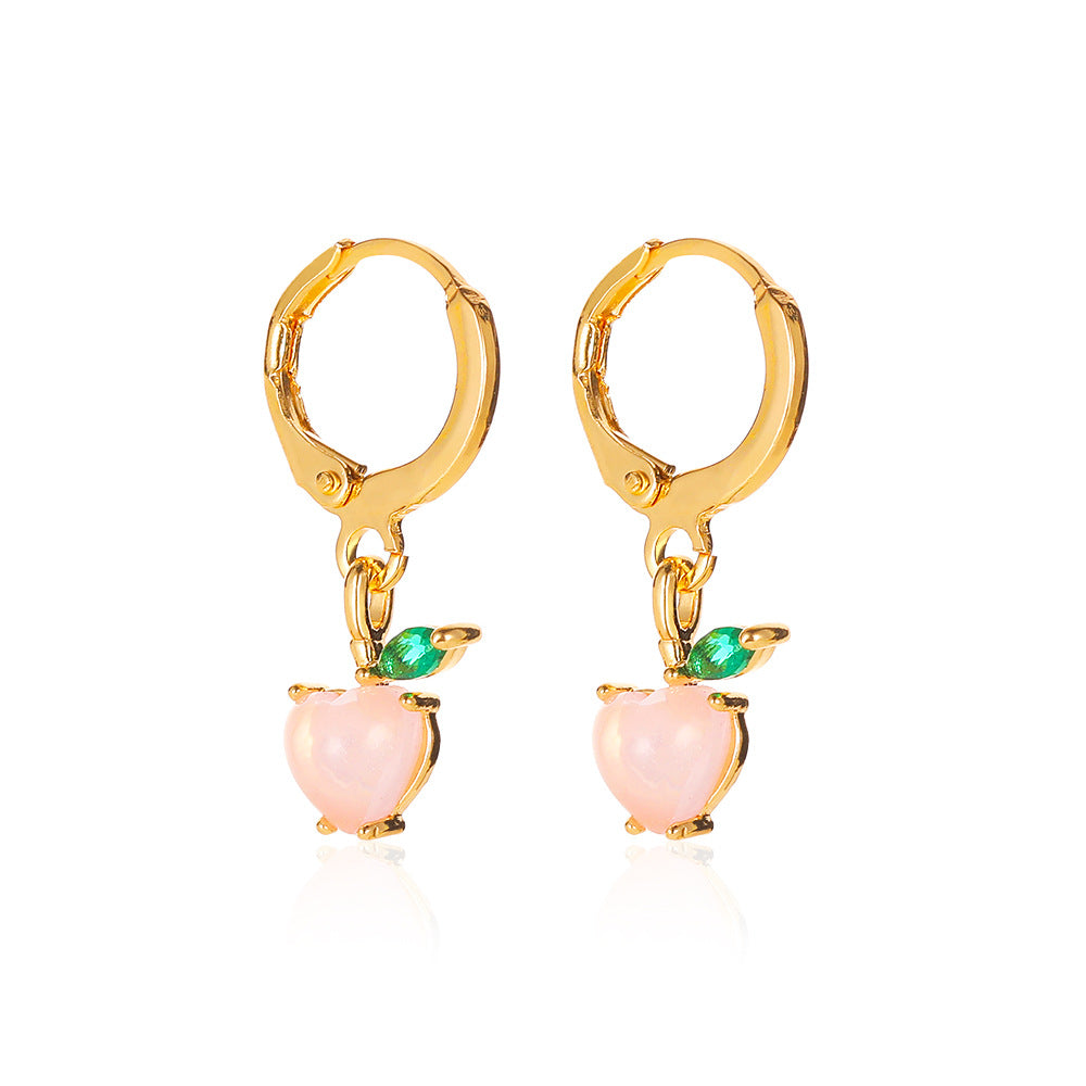 Fruit Plating Copper Artificial Gemstones Earrings