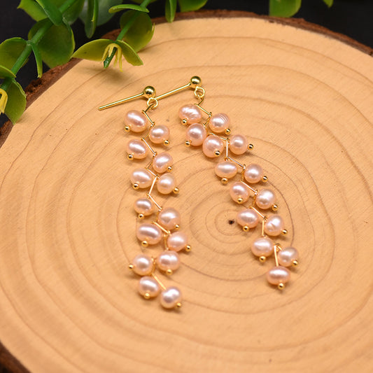 Retro Geometric Pearl Drop Earrings 1 Pair